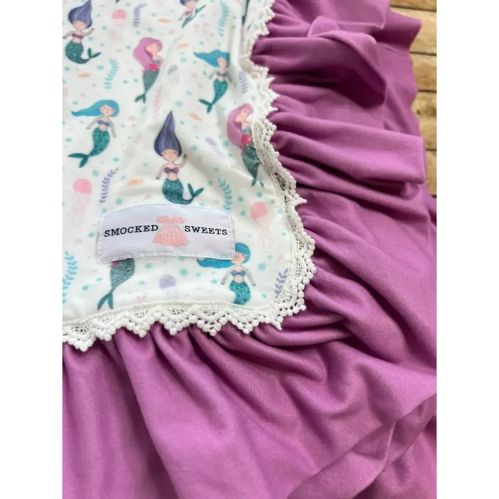 NWOT Smocked Sweets Mermaid Blanket 60x60